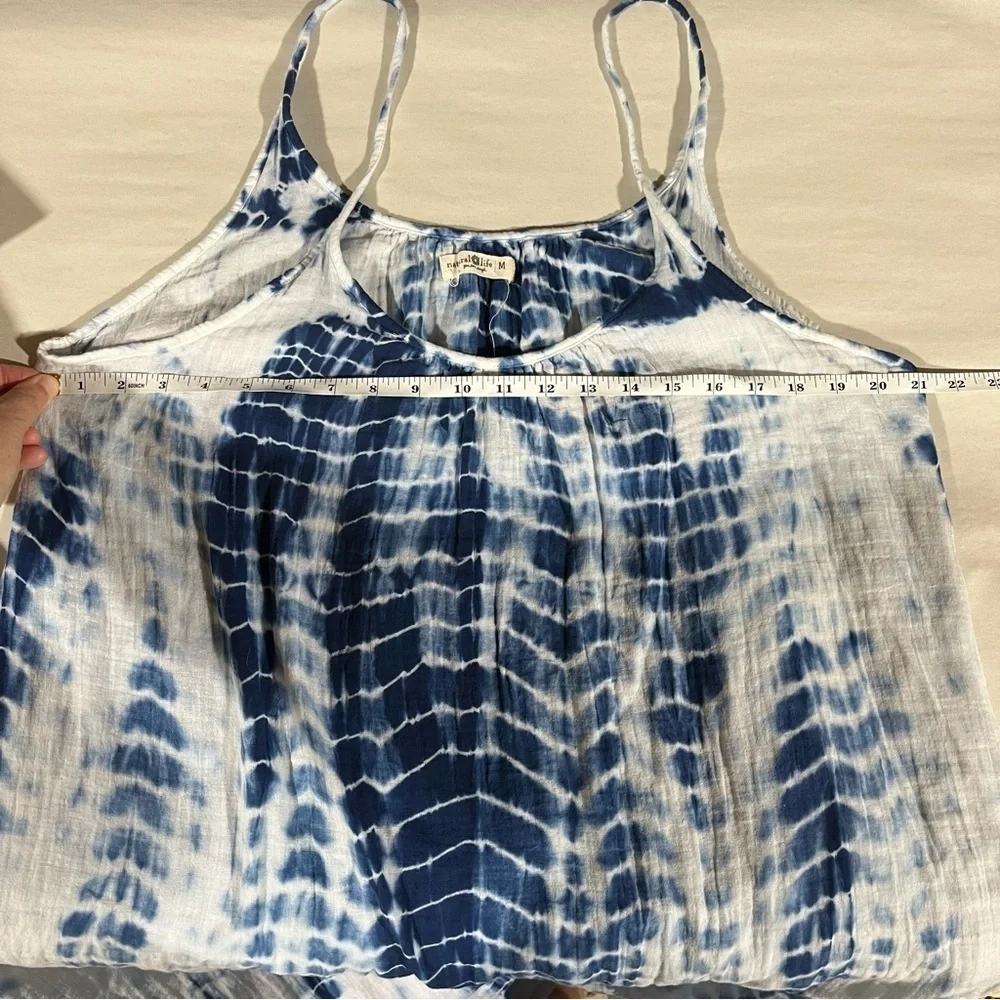 NATURAL LIFE Blue Tie-Dye Maxi Dress 100% Cotton Crinkle Gauze Boho - Picture 8 of 10